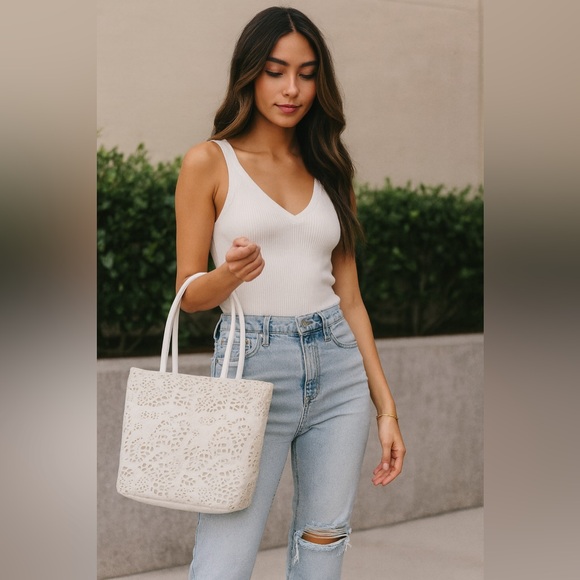 Nordstrom Neutral Tote EUC - Picture 1 of 8